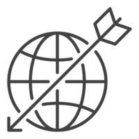 Earth with Arrow Multipolarity icon or sign in thin line style vector