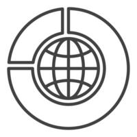 Earth in Pie Chart linear icon or symbol vector