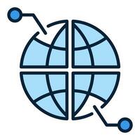 Earth Globe Multipolarity minimal blue icon or design element vector