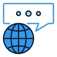 Message and Earth Globe Multipolarity blue icon or design element vector