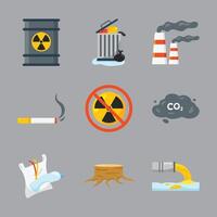 Pollution Icon Set vector