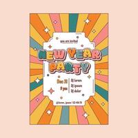 New Year Party Invitation Poster with Retro Style Design vector