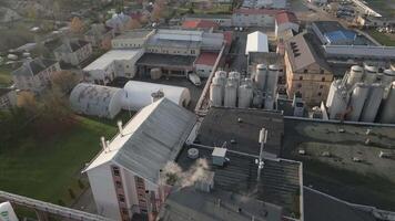 Siauliai, Lithuania - 15th november, 2024 - aerial view Gubernija - Historical Unique Brewery factory buildings complex. Manor brewery. Gubernija HUB. Lithuanian beer and kvass produce video