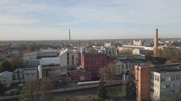 Siauliai, Lithuania - 15th november, 2024 - aerial view Gubernija - Historical Unique Brewery factory buildings complex. Manor brewery. Gubernija HUB. Lithuanian beer and kvass produce video