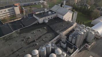 Siauliai, Lithuania - 15th november, 2024 - aerial view Gubernija - Historical Unique Brewery factory buildings complex. Manor brewery. Gubernija HUB. Lithuanian beer and kvass produce video