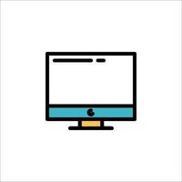 A computer monitor with a blue background vector