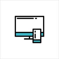 A computer monitor and phone icon vector