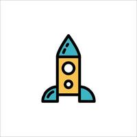 A rocket ship icon in a flat line style vector