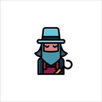 A man with a hat and beard holding a pitchfork vector