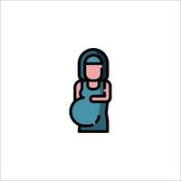 A pregnant woman icon in a flat style vector