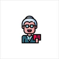 An icon of a woman holding a red box vector