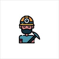 A miner with a pickaxe icon vector