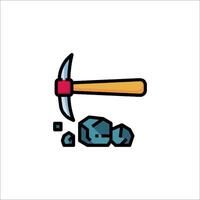 A hammer and a rock icon on a white background vector