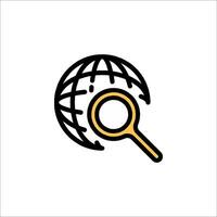 Magnifying glass icon with globe and magnifying glass vector