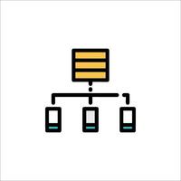 A line icon of a server with two phones connected to it vector