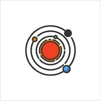 An illustration of a space station with planets vector