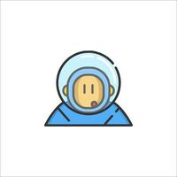 An astronaut icon with a blue suit and helmet vector