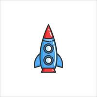 A rocket ship icon in a flat style vector