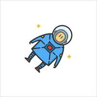An astronaut icon with a blue suit and red helmet vector