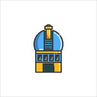 A blue and yellow building icon vector