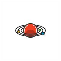 A red planet with a ring around it vector