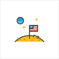 The flag on the moon icon vector