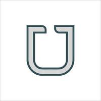 The letter u in a simple line style vector