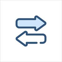Two arrows pointing in opposite directions, one pointing to the left and the other pointing to the right vector