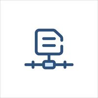 A blue icon of a computer with a file on it vector