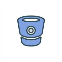 A blue cup with a camera on top vector