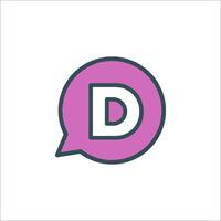The letter d in a pink speech bubble vector