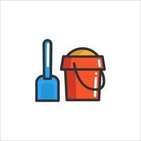 A bucket and shovel icon on a white background vector