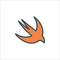 A bird is flying in the air with a white background vector