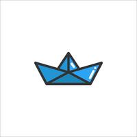 A blue paper boat icon on a white background vector