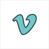 The letter v in a blue and green color vector