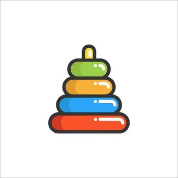 A colorful stack of toys on a white background vector