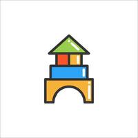 A colorful building icon with a roof vector
