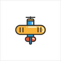 A cartoon submarine icon on a white background vector