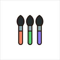 Three paint brushes on a white background vector