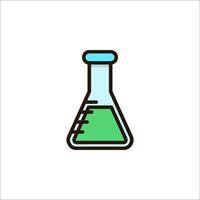 A laboratory flask with green liquid inside vector