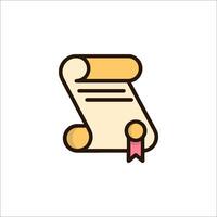 A flat icon of a scroll with a ribbon vector