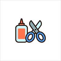 A pair of scissors and a bottle of glue are on a white background vector