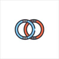 Two rings are shown in a line on a white background vector