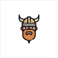 A viking head with horns and beard vector