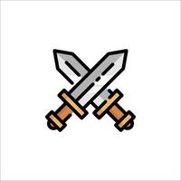 Two crossed swords icon in a flat style vector