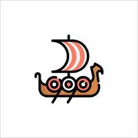 A viking boat with a sail on it vector