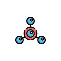 An icon of a molecule with two eyes vector