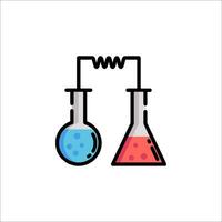 A laboratory flask with a liquid in it and a wire vector