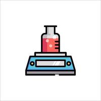 A chemical flask on a scale icon vector