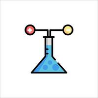 A laboratory flask with two balls on top vector